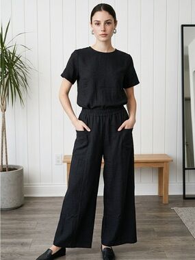 Relaxed Black Zenana Wide-Leg Pants